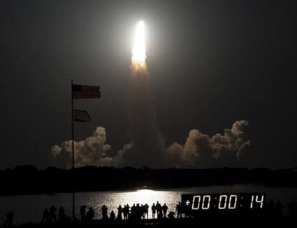 Image above: Space shuttle Endeavour roars off Launch Pad 39A on its STS-130 mission to deliver Tranquility and cupola to the International Space Station. Image credit: NASA/Jim Grossmann