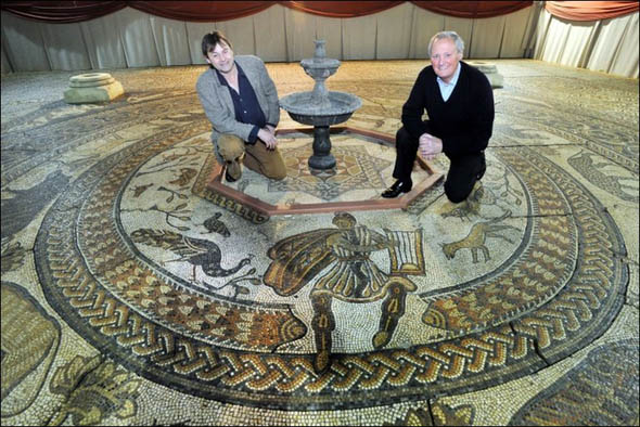 The replica Orpheus pavement - Alec Lawless & Bob Woodward(photo: Barry Batchelor/ PA wire)