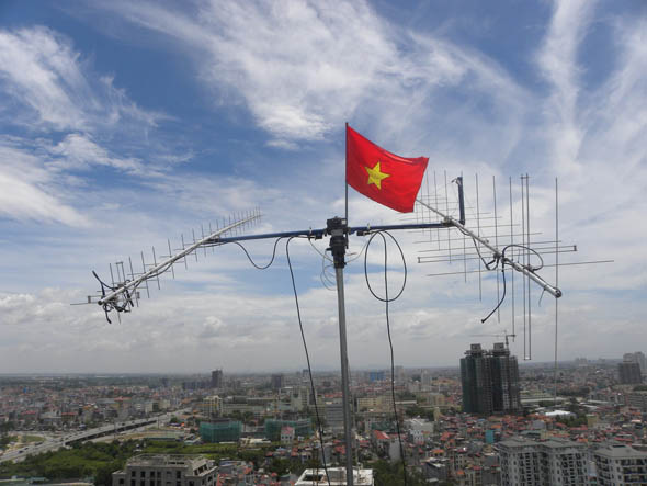 Vietnam flag with antenna