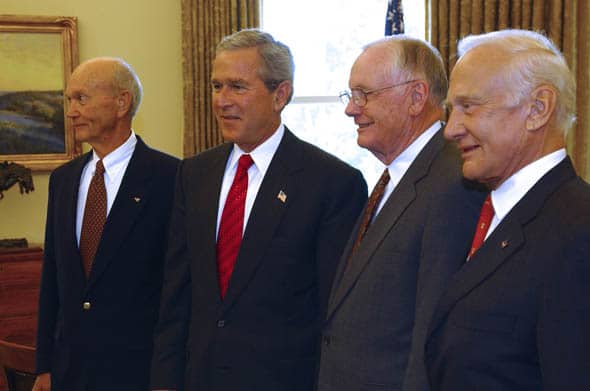Neil Armstrong, Michael Collins and Buzz Aldrin, George W. Bush