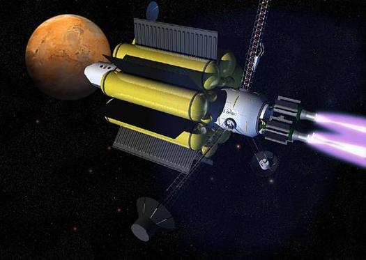 Exemple de vaisseau spatial pour aller sur Mars - VASIMR_spacecraft copyright: Ad Astra Rocket Company / NASA