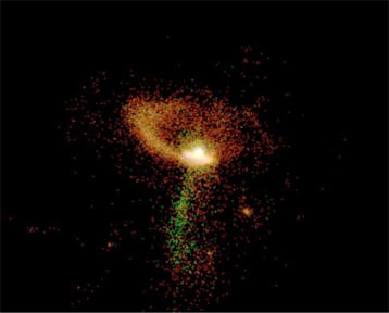 simulation de la collision des deux galaxies