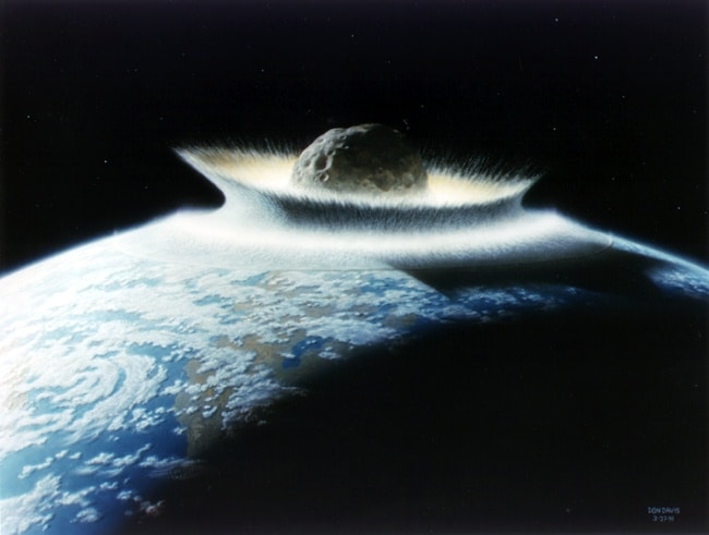 Vue d'artiste astéroide percutant la Terre - (Illustration: Don Davis/NASA)